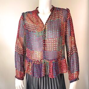 paper moon Colorful Sheer Women's Top blouse medium
